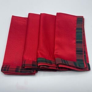 Festive Red Plaid Holiday Napkins - Set of 4